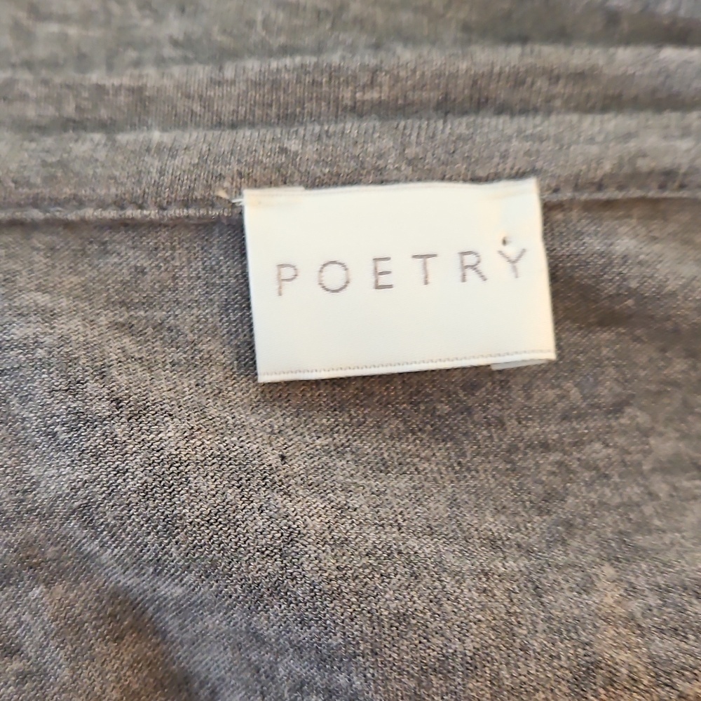 Poetry Heathered Grey Wool Blend Flap Front Nwt 3/4 Sleeve Top Size 8 — image 6 of 7